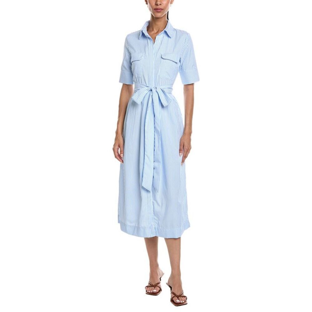 Abbey Womens  Tie Waist Shirtdress, Blue
